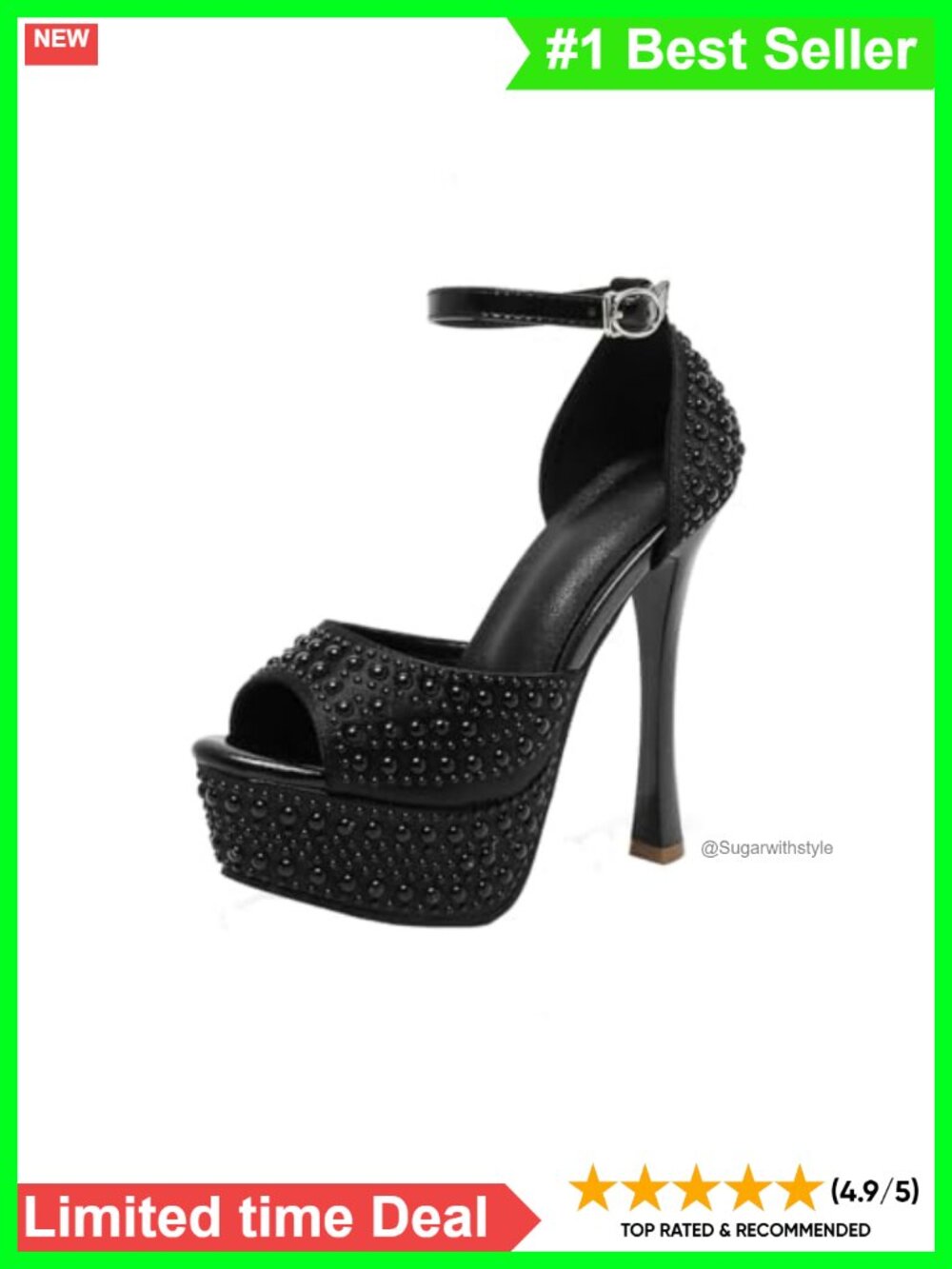 Women's Stiletto Heels Peep Toe Platform Sandals 5.1 Inch High Heel